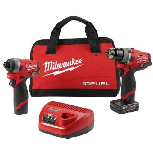 MILWAUKEE COMBO 12V FUEL TALADRO PERCUTOR + LLAVE IMPACTO HEXAGONAL C/ BATERIA Y BOLSO