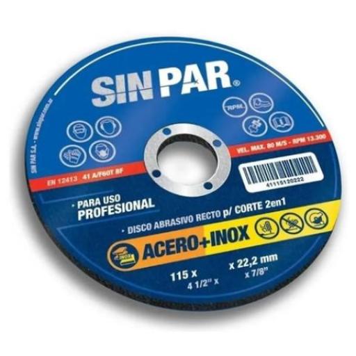SIN PAR DISCO DE CORTE C/ RECTO 115X1.6X22.2