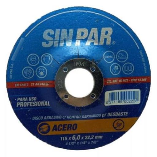 SIN PAR DISCO DESBASTE C/ DEP. 115X6.0X22.2
