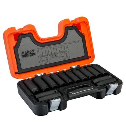 BAHCO SET DE BOCALLAVES ENC. 1/2 HEXA. LARGOS DE IMPACTO