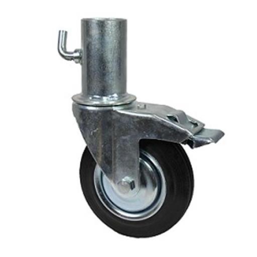 HOFER 4846 RUEDA CHAPA C/ GOMA GIRATORIA 200X50MM