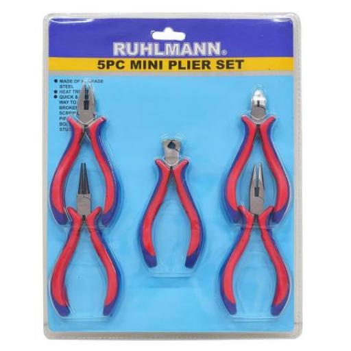 RUHLMANN JUEGO DE ALICATES P/ ELECTRONICA 5 PIEZAS