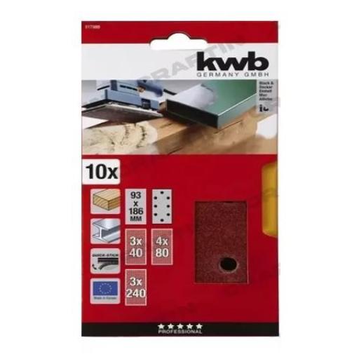 KWB LIJAS 93 X 186 MM. (817980) X 10 UNIDADES