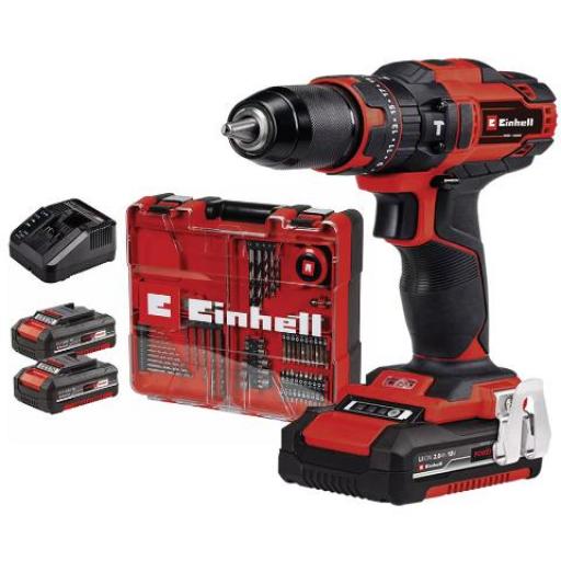 EINHELL KIT TALADRO PERCUTOR A BATERIA 18V C/ ACCESORIOS TE-CD 18/40 LI-I 64 PZAS.