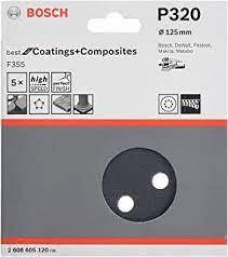 BOSCH 2608608H12 DISCO DE LIJA PARA AUT. F355 P320 DIAM. 125 MM.