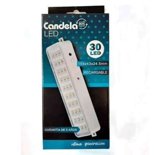 CANDELA LUZ DE EMERGENCIA 30 LEDS RECARGABLE