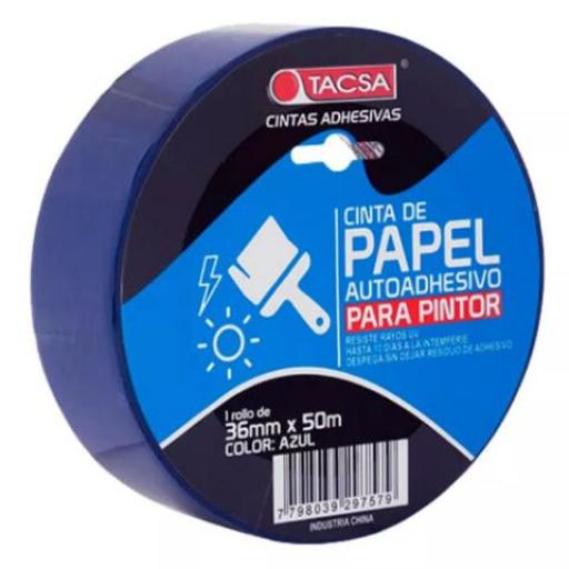 TACSA CINTA ENMASCARAR AZUL 36MM X 50MTS.