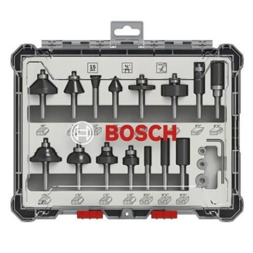 BOSCH SET DE FRESAS MIXTO 15 PIEZAS