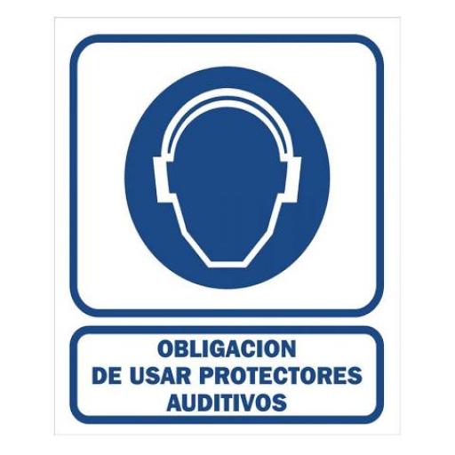 CARTEL / CALCO ADHESIVO (97439) 15X25 CM. OBLIGACION DE USAR PROTECTORES AUDITIVOS 