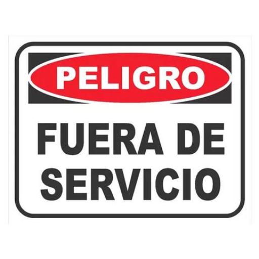 CARTEL / CALCO ADHESIVO (97439) 15X25 CM. PELIGRO FUERA DE SERVICIO