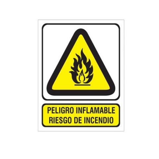 CARTEL / CALCO ADHESIVO (00720) 14X14 CM. INFLAMABLE 