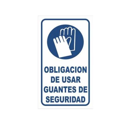 CARTEL / CALCO ADHESIVO (97439) 20X30 CM. OBLIGACION DE UTILIZAR GUANTES DE SEGURIDAD 