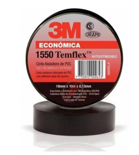 3M 1550 CINTA AISLADORA NEGRA 18MMX20MX0.13MM