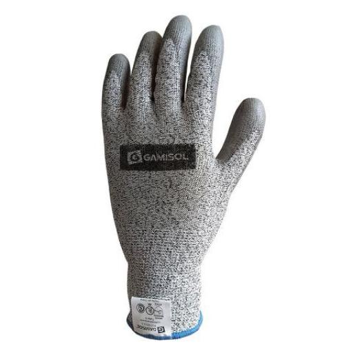 GUANTE ANTICORTE G13 BAÑO PU GRIS