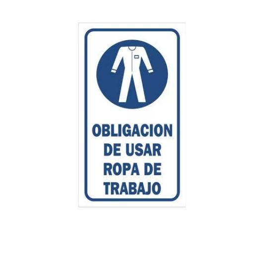 CARTEL / CALCO ADHESIVO (97439) 15X25 CM. OBLIGACION DE USAR ROPA DE TRABAJO 