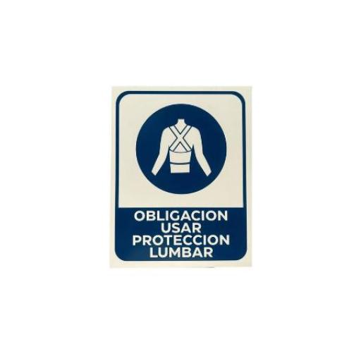 CARTEL / CALCO ADHESIVO (97439) 15X25 CM. OBLIGACION DE USAR PROTECCION LUMBAR