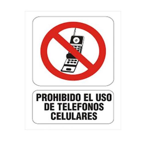 CARTEL ALTO IMPACTO (01058) 0.8 MM. 15X20 CM. PROHIBIDO EL USA DE TELEFONOS CELULARES