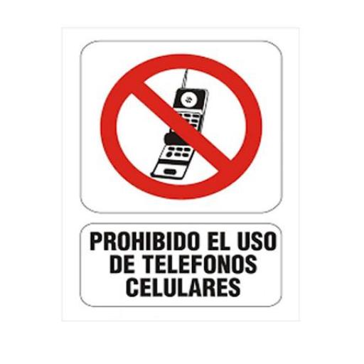 CARTEL / CALCO ADHESIVO (00720) 9x16 CM. PROHIBIDO EL USO DE TELEFONOS CELULARES 