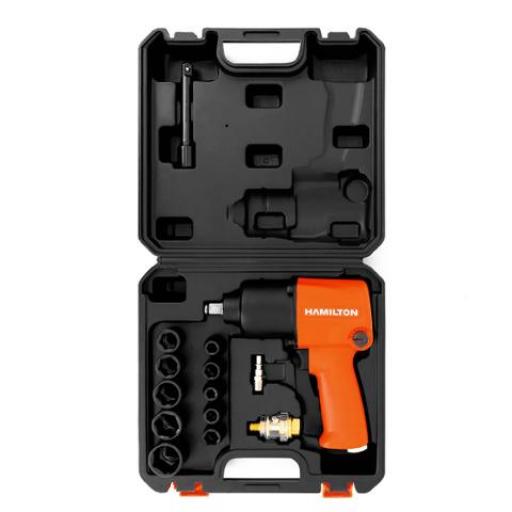 HAMILTON KIT P/ LLAVE DE IMPACTO NEUMATICA 17 PIEZAS ENC. 1/2