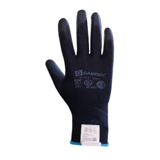 GAMISOL GUANTE G13 R POLIESTER NEGRO BAÑADO PU NEGRO T9 PU1001T9