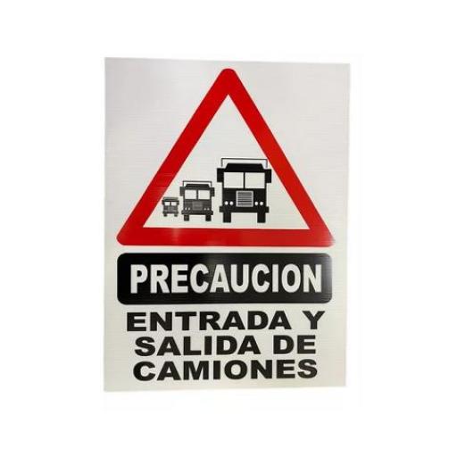 CARTEL PLASTICO CORRUGADO (00001) 50X70 SALIDA Y ENTRADA DE CAMIONES