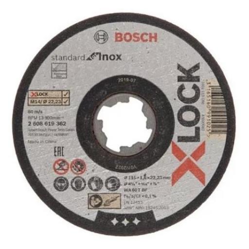 BOSCH X-LOCK DISCO DE CORTE 115 X 1.6 X 22.23 MM.