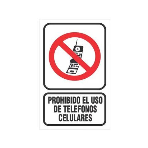 CARTEL / CALCO ADHESIVO (97439) 15X25 CM. PROHIBIDO EL USO DE TELEFONOS CELULARES 