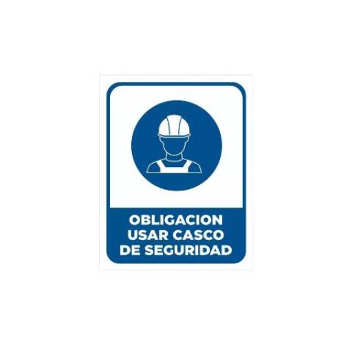 CARTEL / CALCO ADHESIVO (97439) 15X25 CM. OBLIGACION DE USAR CASCO DE SEGURIDAD 