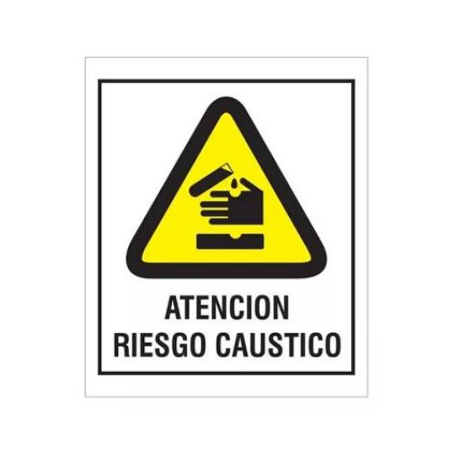 CARTEL ALTO IMPACTO (00710) 0.8 MM. 40X50 CM. ATENCION RIESGO CAUSTICO