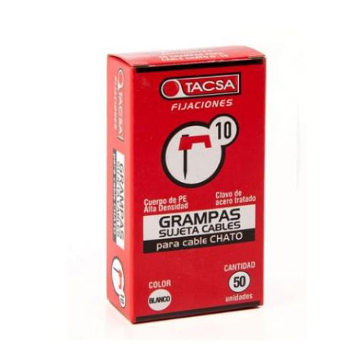 TACSA GRAMPA SUJETA CABLES P/ CABLE CHATO N 10 X UN. BLANCO