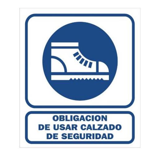 CARTEL / CALCO ADHESIVO (97439) 15X25 CM. OBLIGACION DE USAR CALZADO DE SEGURIDAD 