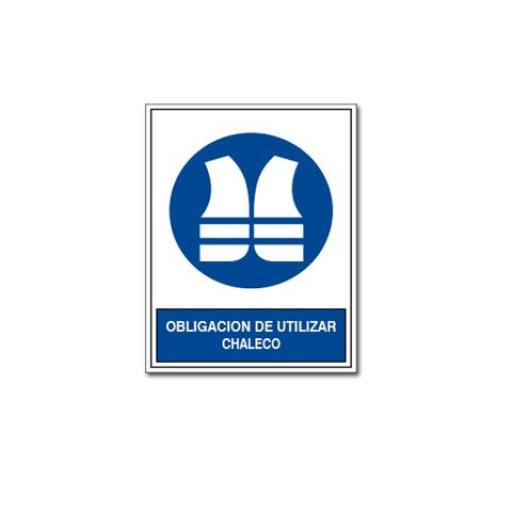 CARTEL / CALCO ADHESIVO (97439) 20X30 CM. OBLIGACION DE UTILIZAR CHALECO DE SEGURIDAD 