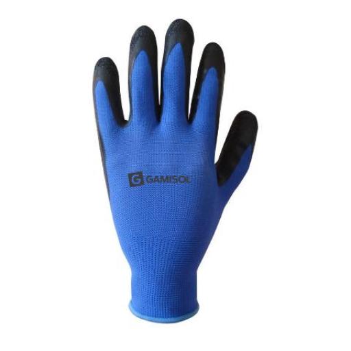 GMS GUANTE G13 POLIESTER AZUL LATEX RUGOSO TALLE 10 L1001BXT10